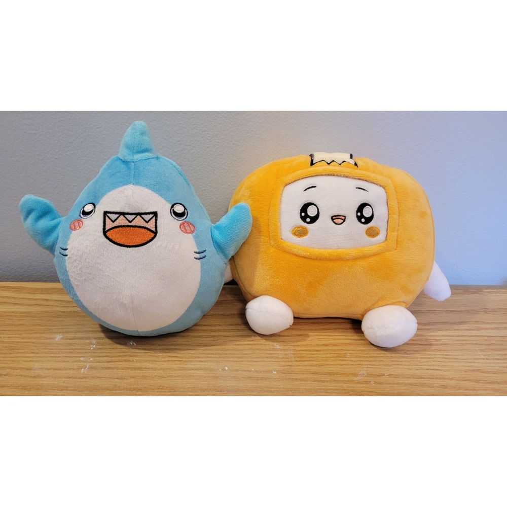 LankyBox Plush Set Thicc Shark 8 Inch and Thicc Boxy 6x9 Official YouTube Merch